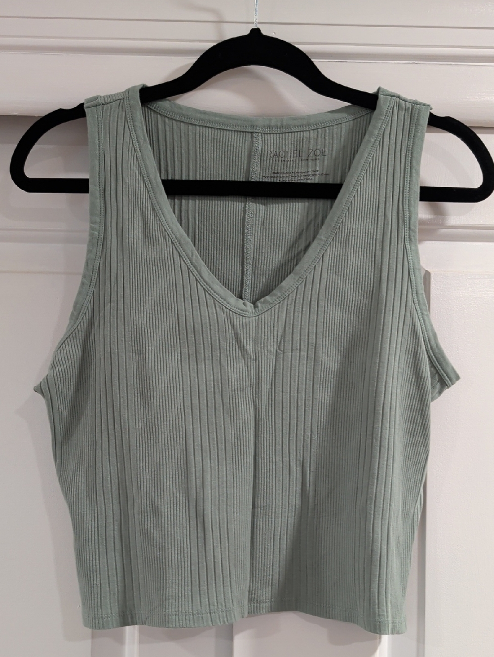 Rachel Zoe Ribbed V-Neck Tank Top in Sage